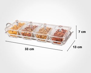 اردورخوری شیشه ای مستطیل استنددار چهارخانه با درب اکرولیک