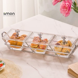 اردورخوری شیشه ای مستطیل استنددار سه خانه با درب اکرولیک