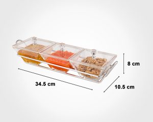 اردورخوری شیشه ای مستطیل استنددار سه خانه با درب اکرولیک