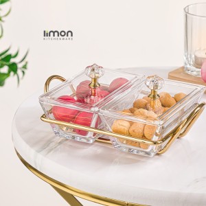 اردورخوری شیشه ای مستطیل استنددار دو خانه با درب اکرولیک