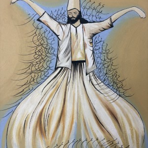 تابلو نقاشی رنگ روغن طرح رقص سماع