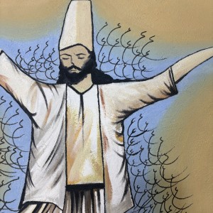 تابلو نقاشی رنگ روغن طرح رقص سماع