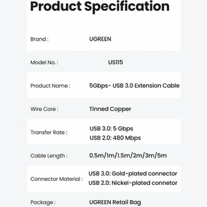 کابل افزایش طول یو اس بی 3.0 یوگرین