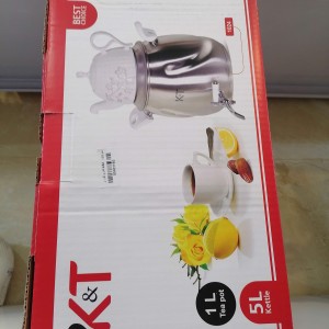 کتری و قوری ست برند K&T مدل کتری استیل شیردار