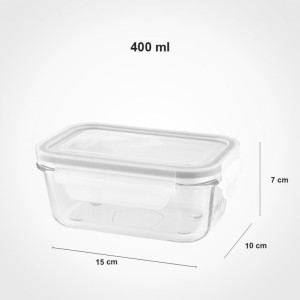 ظرف شیشه ای مستطیل 400 میلی لیتر لیمون