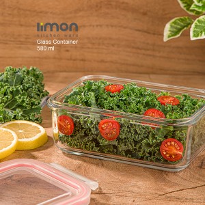 ظرف شیشه ای مستطیل 580 میلی لیتر لیمون