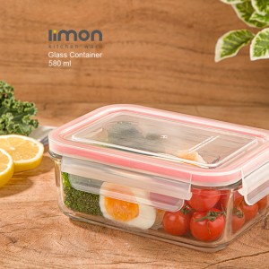 ظرف شیشه ای مستطیل 580 میلی لیتر لیمون