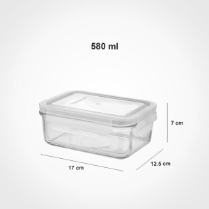 ظرف شیشه ای مستطیل 580 میلی لیتر لیمون