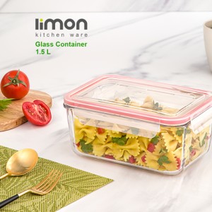 ظرف شیشه ای مستطیل 1.5 لیتر لیمون
