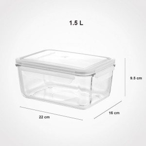 ظرف شیشه ای مستطیل 1.5 لیتر لیمون