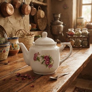 قوری متوسط چینی گل سرخی