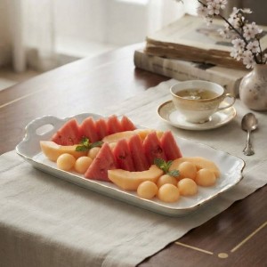رولت خوری بزرگ چینی لب طلایی