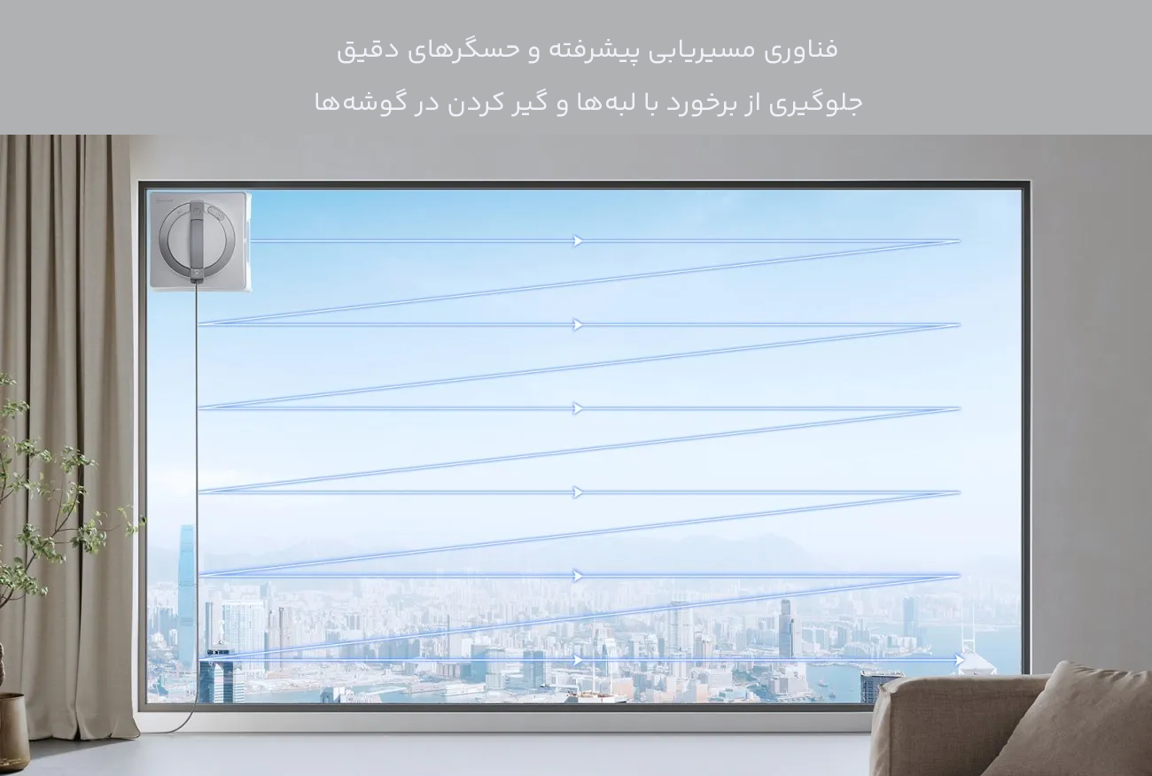 مسیر یابی ربات شیشه&zwnj;پاک&zwnj;کن 