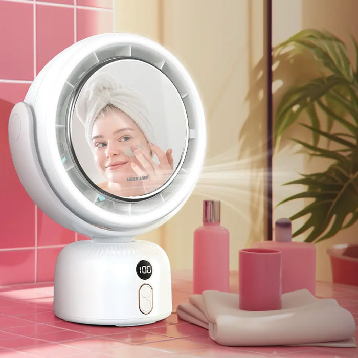 آینه آرایشی و فن رومیزی