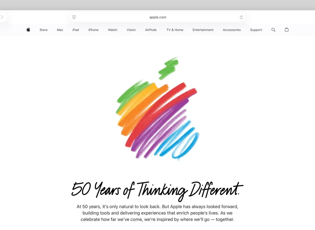 Apple 50th Anniversary: جشن ۵۰ سالگی اپل با تغییر صفحه اصلی سایت