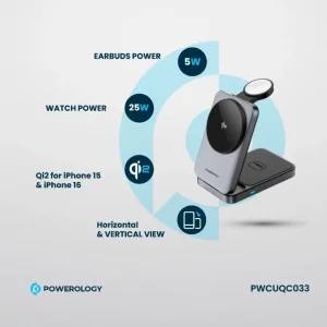 Powerology Qi2 Fast Charging Multi-Device Hub - Black