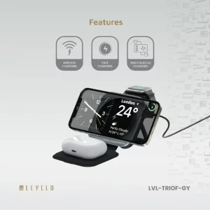 Levelo TrioFlow 3 In 1 Wireless Charger - Black