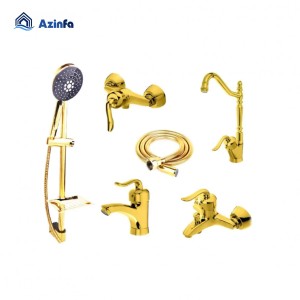 ست 6 عددی شیرآلات بهداشتی طلایی مدل قاصدک به همراه علم تک کاره ثمین