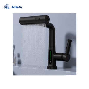 شیر ظرفشویی شاوری Hyshin دیجیتال ۴ حالته مشکی با نمایشگر دمای آب – چرخش ۳۶۰ درجه