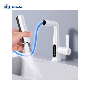 شیر ظرفشویی شاوری Hyshin دیجیتال ۴ حالته مشکی با نمایشگر دمای آب – چرخش ۳۶۰ درجه
