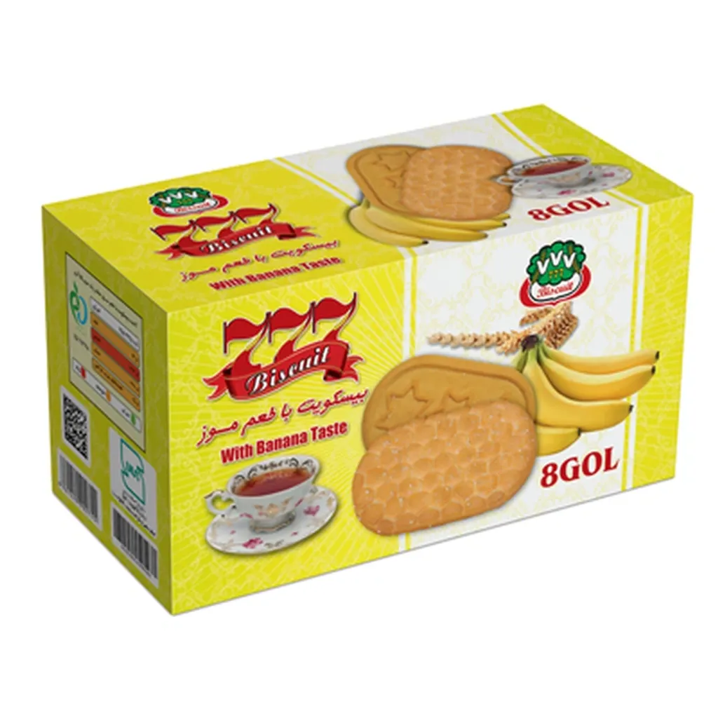 بیسکویت موزی ۷۷۷ طرح ۸ گل