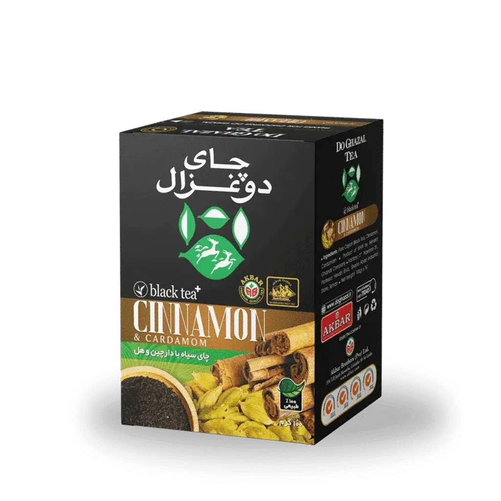 چای سیاه سیلان پلاس دارچین و هل دوغزال وزن ۱۰۰ گرم