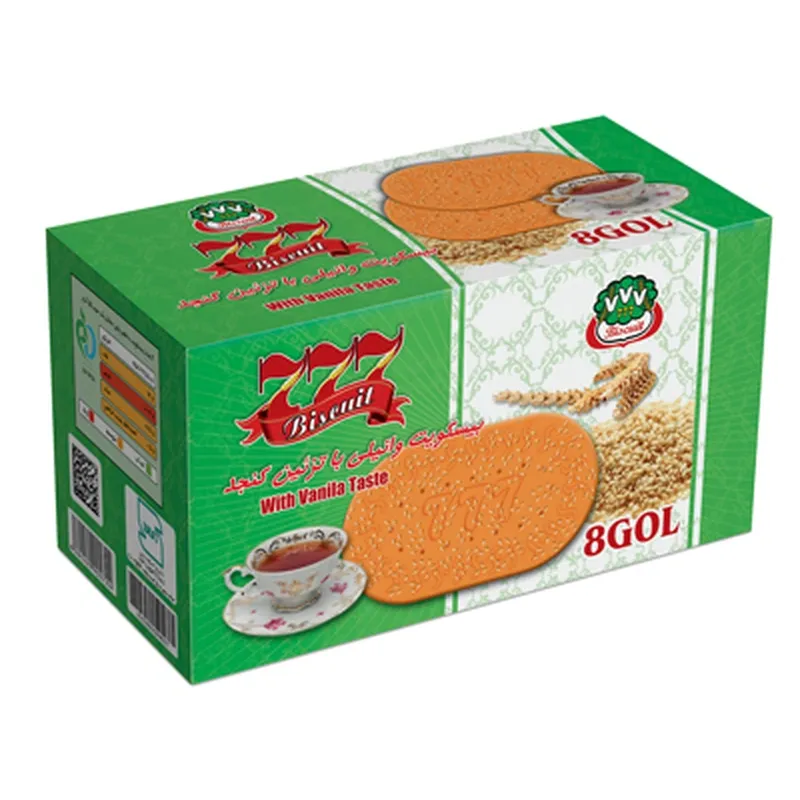 بیسکویت وانیل و کنجد ۷۷۷ طرح ۸ گل