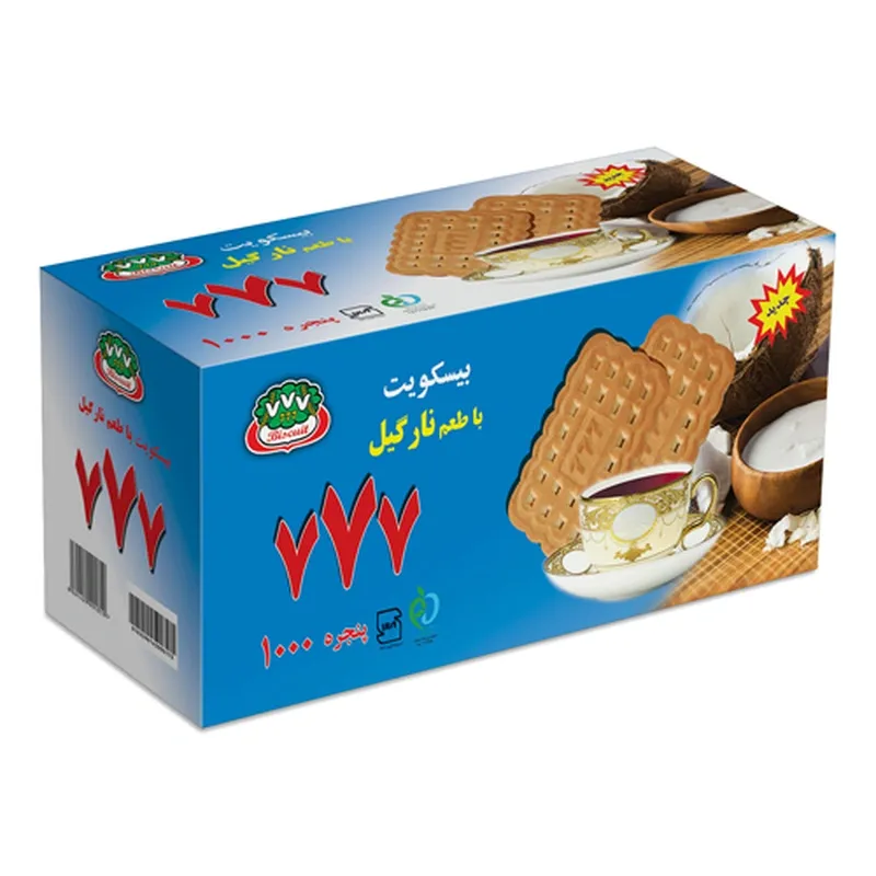 بیسکویت نارگیلی ۷۷۷ طرح ۱۰۰۰