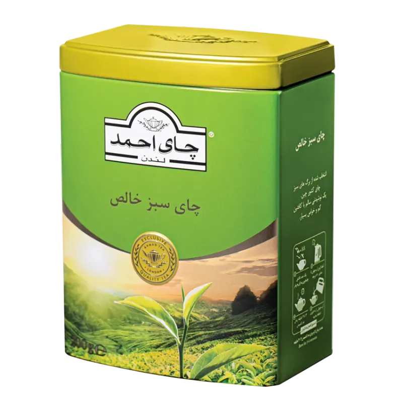 چای سبز خالص احمد ۲۰۰ گرمی قوطی فلزی