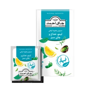 دمنوش کیسه‌ای مخلوط گیاهی لیمو، نعناع و چای سبز احمد تی‌بگ پاکت‌دار ۲۰ عددی