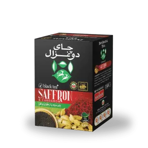 چای سیاه سیلان پلاس زعفران و هل دوغزال وزن ۴۰۰ گرم