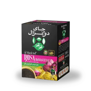 چای سیاه سیلان پلاس گل سرخ و هل دوغزال وزن ۱۰۰ گرم