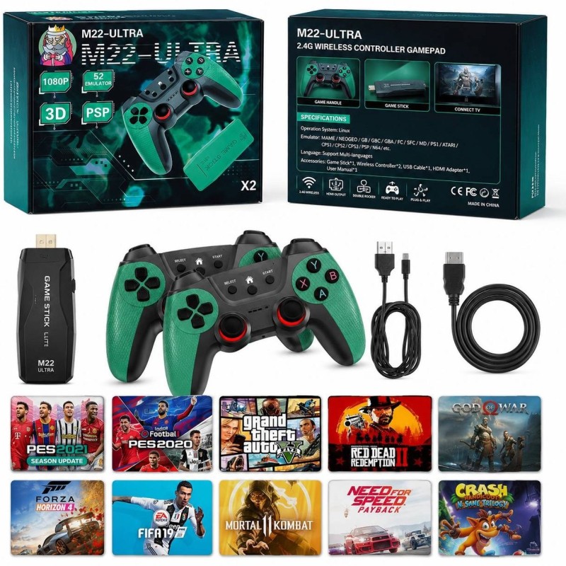 کنسول بازی گیم استیک مدل Game Stick M22 Ultra به همراه دو دسته بی سیم
