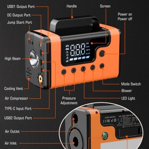 جامپ استارتر و پمپ باد هشت کاره مدل A28
