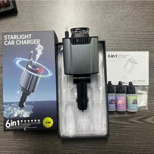 شارژر فندکی و خوشبوکننده خودرو 6 کاره مدل Starlight با رایحه افشانی و نورپردازی