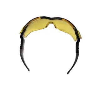 عینک ایمنی نورث مدل N-Vision Honeywell لنز زرد ضد بخار ضد خش آنتی استاتیک فیلتر اشعه ماورای بنفش فریم Elasto LT دسته قابل تنظیم مقاوم در برابر ضربه استاندارد EN166 و ANSI Z80.3 همراه یک عدد دسته اضافی