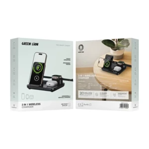 شارژر بی سیم 3 کاره گرین لاین مدل GN3IN1MWCBK