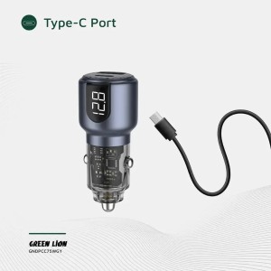 شارژر فندکی ماشین دو پورت با فناوری PD+QC 75W گرین لاین