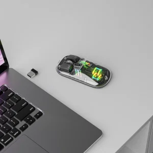 ماوس شفاف Porodo Transparent DUAL-MODE Wireless Mouse - مشکی