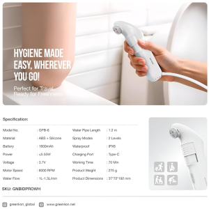 دوش مسافرتی قابل حمل گرین لاین مدل Bidet Pro Portable