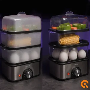 بخارپز و تخم مرغ پز سه طبقه گرین لاین مدل egg cooker & steamer - 3 tier