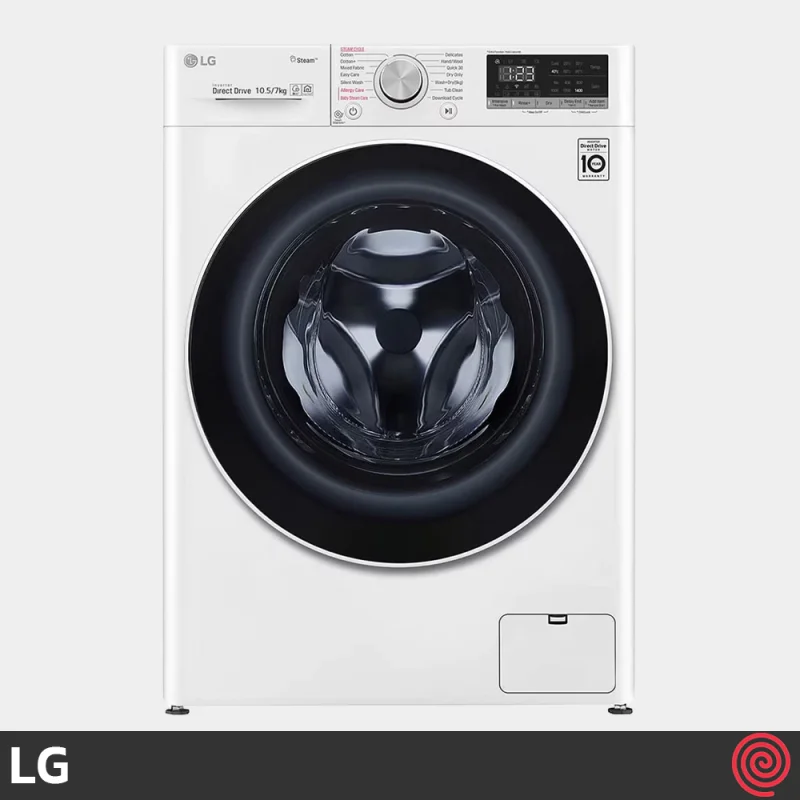 ماشین لباسشویی 10.5 کیلوگرم ال جی مدل LG F4V5RGP0W | خشک کن 7 کیلویی