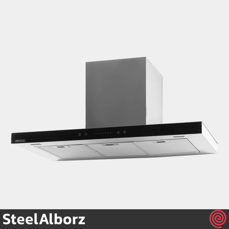 هود شومینه ای تخت استیل البرز مدل SteelAlborz SA-201 | سایز 90 با موتور 8 دور اینورتور