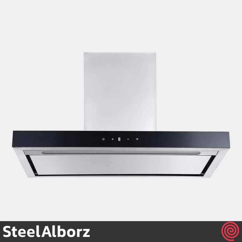 هود شومینه ای تخت استیل البرز مدل SteelAlborz SA-207 | سایز 90 با موتور 8 دور اینورتور
