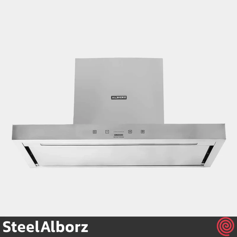 هود شومینه ای تخت استیل البرز مدل SteelAlborz SA-208 | سایز 90 با موتور 8 دور اینورتور