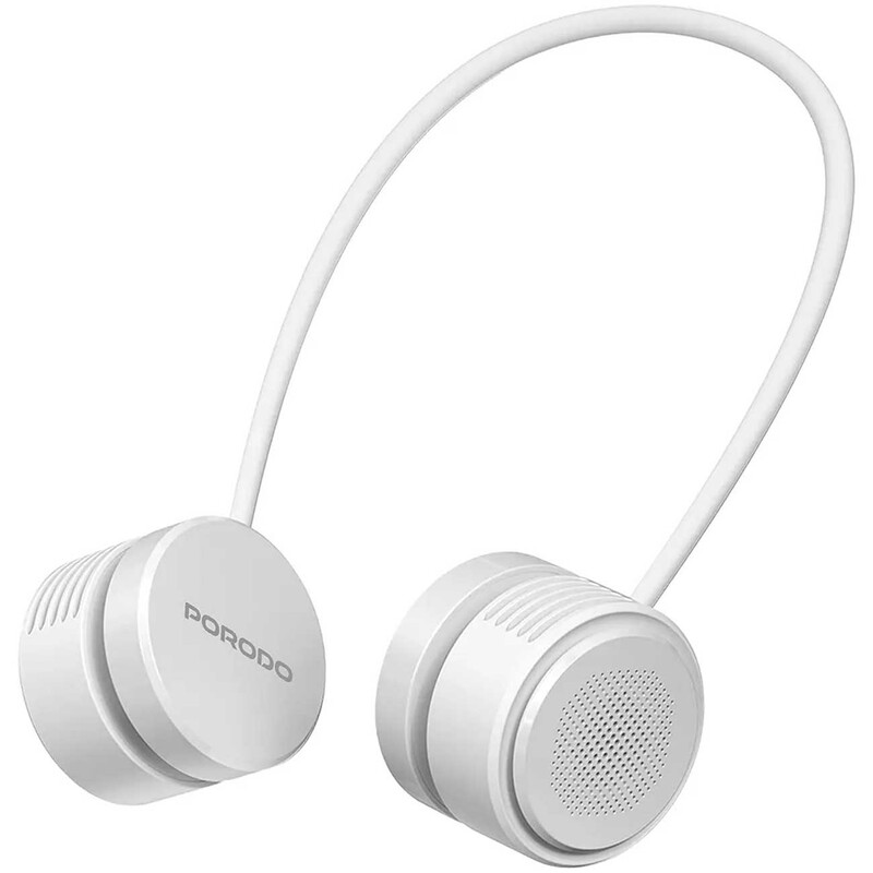 پنکه گردنی شارژی بدون پره و هولدر موبایل رومیزی پورودو مدل Porodo PDLFST187WH