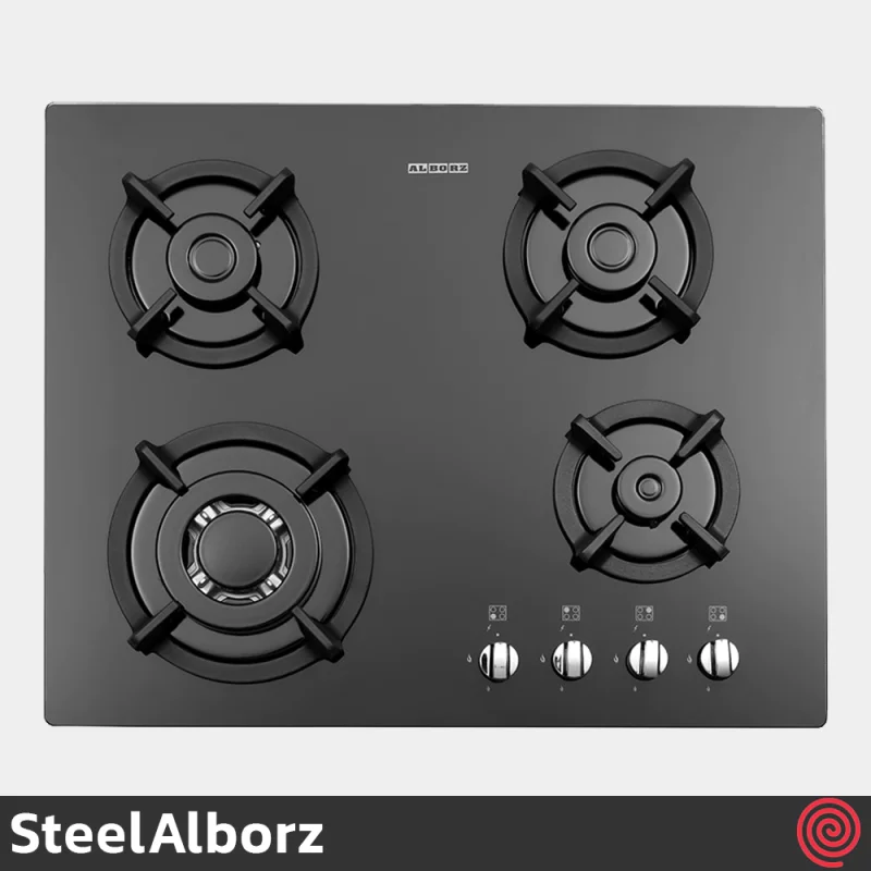 اجاق گاز صفحه ای 4 شعله استیل البرز مدل SteelAlborz G-4652I | بدنه شیشه ای