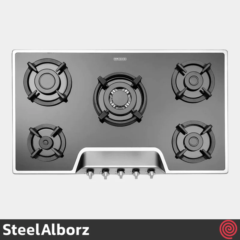 اجاق گاز صفحه ای 5 شعله استیل البرز مدل SteelAlborz G-5951IS | بدنه شیشه ای
