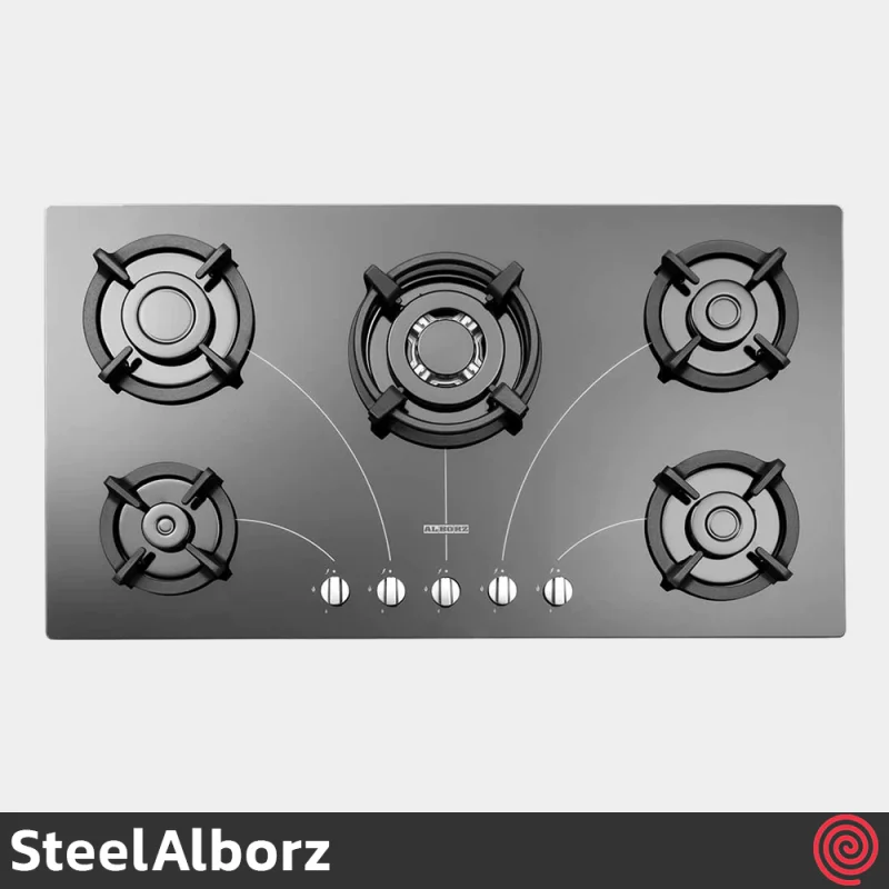 اجاق گاز صفحه ای 5 شعله استیل البرز مدل SteelAlborz G-5958I | بدنه شیشه ای