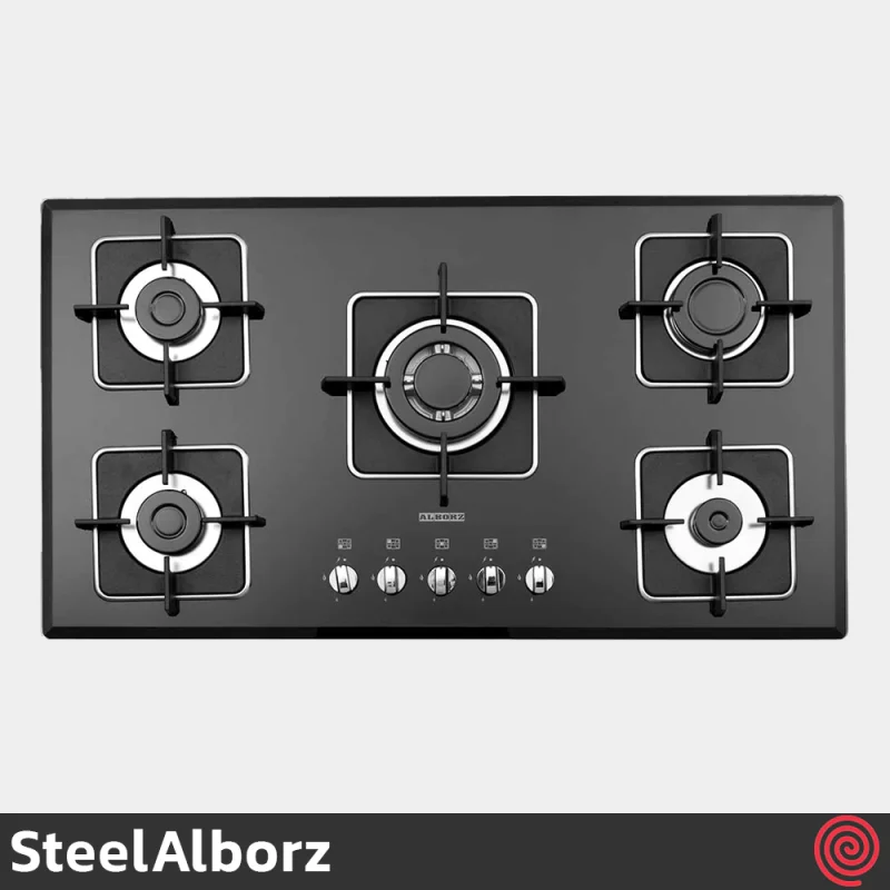 اجاق گاز صفحه ای 5 شعله استیل البرز مدل SteelAlborz G-5960I | بدنه شیشه ای